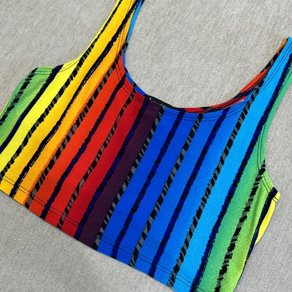 Rainbow Striped Crop Top - Picture 2 of 4